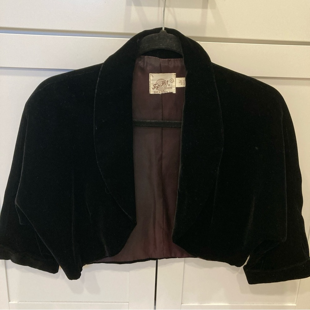 Vintage Top Hit Velvet Shrug Cropped Bolero Jacket Sz S/M